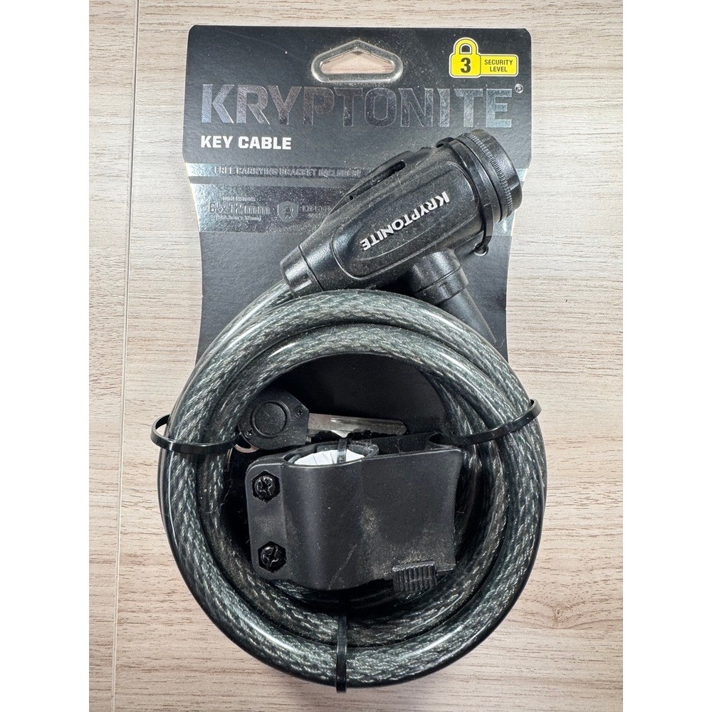 Kryptonite Key Cable Bike Lock 6ft x 12mm Security Level 3 with Bracket New